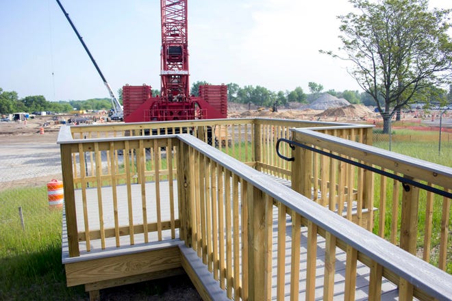 An observation deck at Seventh Street and Fairbanks Avenue allows visitors to watch construction at the Holland Energy Park.

Contributed