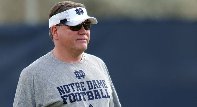 Notre Dame football coach Brian Kelly is a 1983 Assumption College graduate. ASSOCIATED PRESS FILE PHOTO