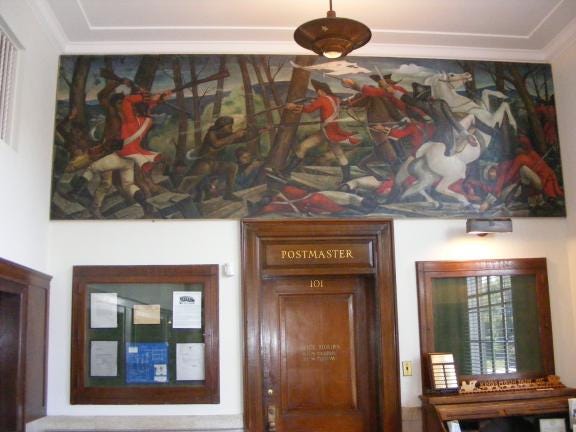 A 1941 mural depicting the Battle of Kings Mountain returned to its original home at the former post office in Kings Mountain, which is now the Kings Mountain Historical Museum.