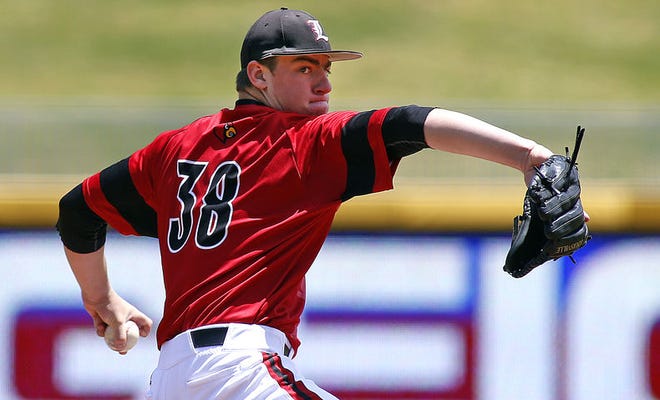 Louisville's Brendan McKay (38) delivers against Florida State during the fifth inning of an Atlantic Coast Conference tournament game on May 23, in Durham, N.C.