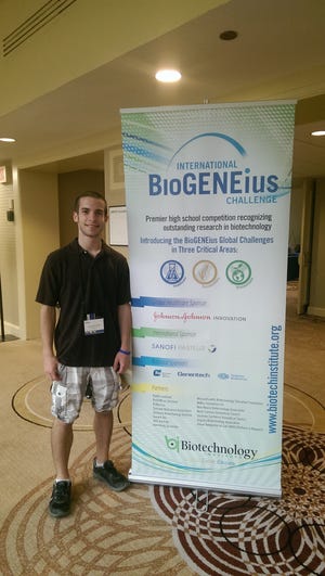 Evan Solomonides, of Boylston, won this year's Massachusetts BioGENEius Challenge. PHOTOS FOR THE BANNER