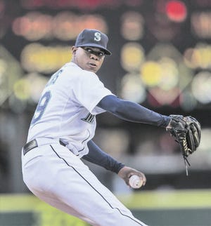 Seattle Mariners pitcher Roeinis Elias works against the Kansas City Royals earlier this month, at Safeco Field in Seattle. Dean Rutz/Seattle Times/TNS