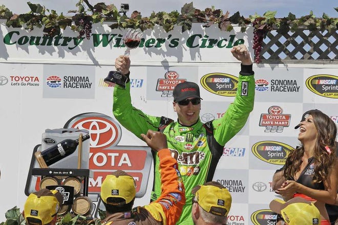 Eric Risberg Associated Press Kyle Busch celebrates after winning the NASCAR Sprint Cup Series race in Sonoma, Calif., last Sunday.