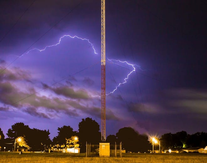 Kevin Sparks of New Philadelphia shared this picture of lightning dancing behind the WJER radio tower during a storm on June 14.