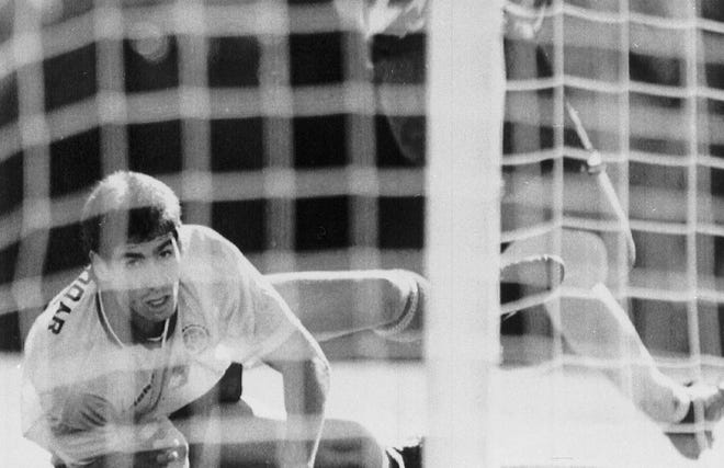 Ten days after Colombia's Andres Escobar scored an own goal in the 1994 World Cup, he was shot and killed in a Medellin parking lot. (AP Photo/Draper, 1994 file)