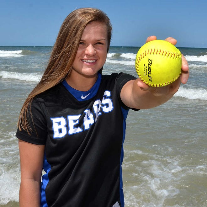 PETER.WILLOTT@STAUGUSTINE.COM Bartram Trail outfielder Brooke Barlow poses on June 8 at Mickler's Landing Beach. Barlow is The Record's Player of the Year in softball. She was third in the county in batting average and second in home runs.