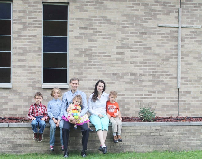 Rev. Timothy Rowland, along with his wife Sharon (Bailey) and their children, Chloe, 8, William, 6, Stephen, 4, and Celeste, 2. Christy Hart-Harris photo