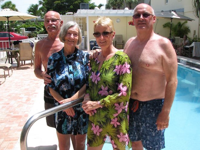 John and Cynthia Roberts of Wales (left) and Pat and Nora Barnes of Ireland frequently return as guests at Inn at the Beach in Venice, saying they like the relaxed atmosphere of the area.