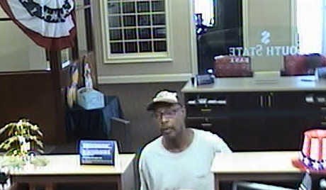 Surveillance photo of the suspect in the June 30 South State Bank robbery.