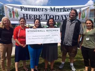 Stonewall Kitchen presents $2,500 to sponsor the Somersworth Farmers Market. From left: Janet Laatsch, CEO of Goodwin Community Health; Shelly Smith, Seacoast Eat Local; Michelle Poulin, Stonewall Kitchen; Sharon Decato, Stonewall Kitchen; Brendan Cornwell, Seacoast Eat Local; Liz Clark, Somersworth Farmers Market.

Courtesy photo