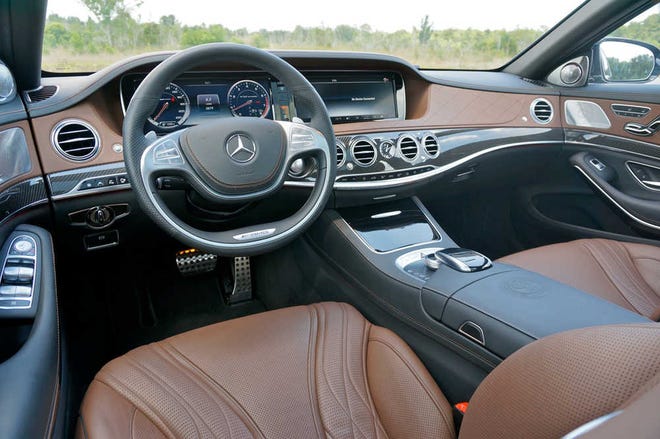 Describing the S65 AMG's interior is an exercise in futility. Simply imagine the most incredible car interior possible. One with leather stitched over leather complemented by outrageous amounts of real carbon fiber, and two crystal-clear 12.3-inch video screens.