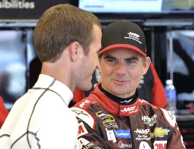 Jeff Gordon, right, has never won a race at Kentucky Speedway, the only Sprint Cup track where he is winless. Gordon will start in the third position for tonight's race. The Associated Press