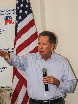 Republican Ohio Governor John Kasich during a town hall meeting Monday evening at Turbocam International in Barrington. Photo by Shawn St.Hilaire/Fosters.com