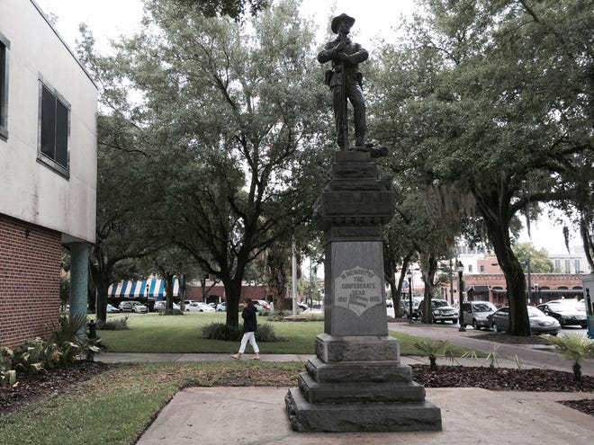 The Confederate war memorial in front of the Alachua County Administration Building in Gainesville.