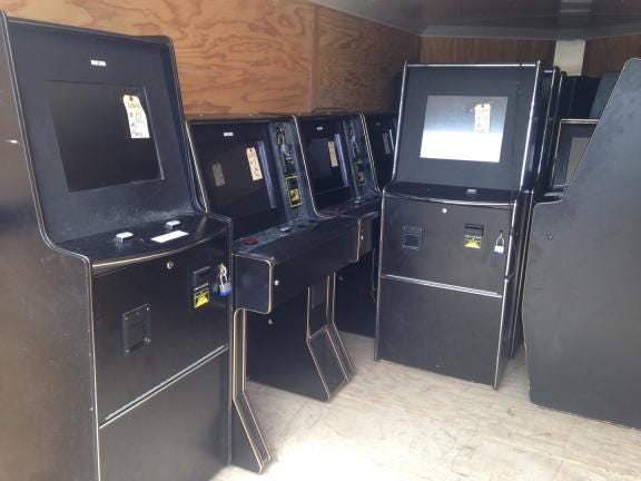 Police from Belmont and Gaston County raided what they are calling an illegal video gambling operation and seized more than two dozen machines. (Photo by Lauren Baheri/The Gazette)