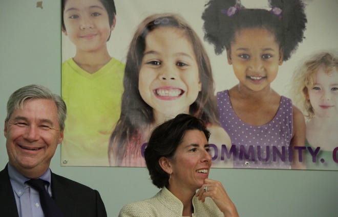Governor Raimondo is joined by U.S. Sen. Sheldon Whitehouse for the signing of an executive order creating "Working Group for Healthcare Innovation" on Monday at the Warwick YMCA.

The Providence Journal/Sandor Bodo