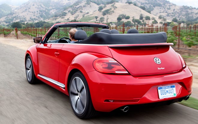 A Beetle Convertible in Tornado Red. For 2015 VW offers three ragtop models: the 1.8-liter Classic at $26,000 and the 2.0-liter R-Line and the TDI diesel, which both start at $30,000. VW