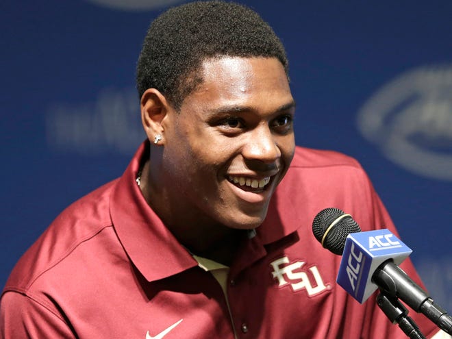 Florida State's Jalen Ramsey smiles while responding to questions during the ACC NCAA football kickoff in Pinehurst, N.C., Monday, July 20, 2015.