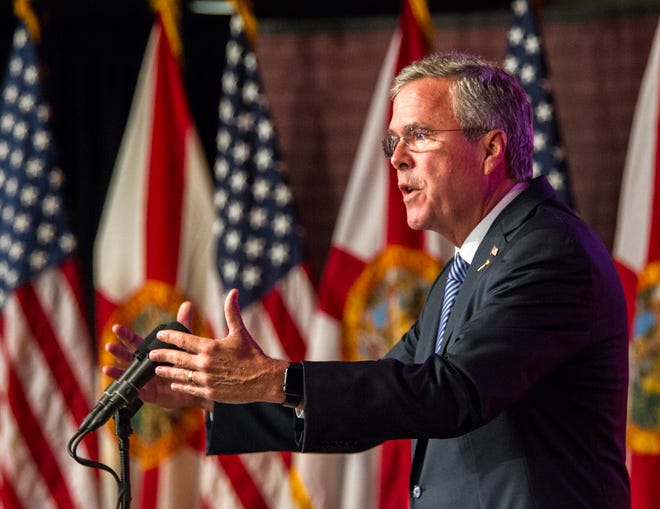 Republican presidential candidate, former Florida Gov. Jeb Bush, speaks at the Florida State University Conference Center in Tallahassee, Fla., Monday, July 20, 2015. (AP Photo/Mark Wallheiser)