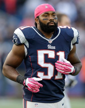 Jerod Mayo is one of three Patriot linebackers trying to return from injury. AP photo