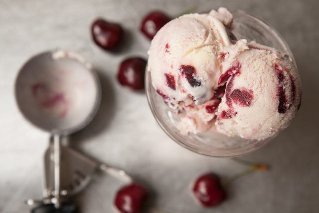 In this cherry-bourbon ice cream, cherries and smoky sweat burbon are stirred into rich vanilla custard. You may also try rum or brandy, stir in chocolate shavings or top the finished ice cream with chocolate sauce. (styling by Wendell Brock) (Photography by Renee Brock/Atlanta Journal-Constitution/TNS) 
 Cherry Salsa is a perfect way to enjoy fresh cherries - any sweet variety or tart if you can find them. The salsa is delicious with chips and also good with chicken, or as a cranberry substitute with turkey. (styling by Wendell Brock) (Photography by Renee Brock/Atlanta Journal-Constitution/TNS) 
 This classic French flan, made from sweet cherries and apricots, is a quick and easy way to show off summer cherries. (styling by Wendell Brock) (Photography by Renee Brock/Atlanta Journal-Constitution/TNS) 
 Cherry Salsa is a perfect way to enjoy fresh cherries - any sweet variety or tart if you can find them. The salsa is delicious with chips and also good with chicken, or as a cranberry substitute with turkey. (styling by Wendell Brock) (Photography by Renee Brock/Atlanta Journal-Constitution/TNS)