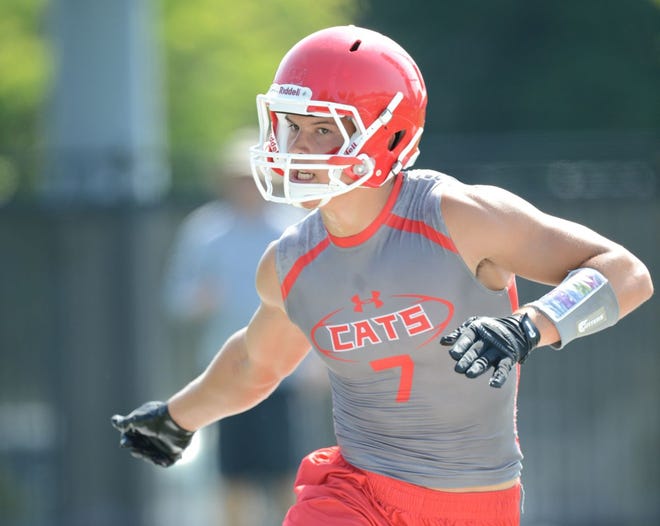 Rabun County TE Charlie Woerner during a seven-on-seven tournament at the Mark Richt Camp at Woodruff Practice Fields on June 13, 2014.