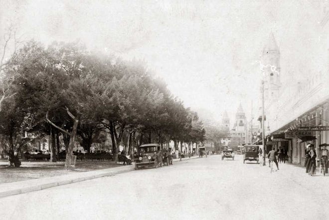 PHOTO COURTESY OF GEORGE MORGAN In this undated photograph looking down Cathedral Place, the Ponce de Leon Hotel can faintly be seen in the distance. Every Tuesday, we're running a photo to remind readers of what St. Augustine was like in the past. If you have local historic photos, please send them to photos@staugustine.com or bring them to The Record building at One News Place. To see past images, go to staugustine.com.