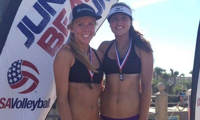 Arnold's Eden Hawes, left, and partner Jacqueline Ribeiro, won the USAV Junior Beach Tour National Championships on Sunday.