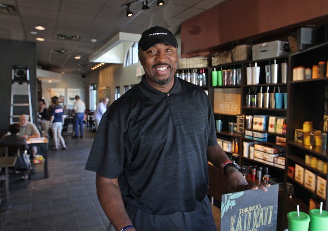 Vin Baker made millions as a professional basketball player. He lost that money in bad investments, became an alcohol, and eventually saw his NBA career end. Now he is alcohol-free, working in management training with Starbucks. He wants to help people learn from his mistakes. The Providence Journal/Steve Szydlowski