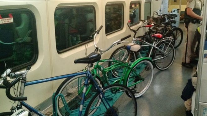 Tri-Rail on July 24 rolled out its first bike car, which includes a rack for 14 bicycles. (Contributed)