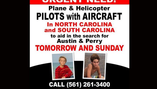 Austin's dad, Blu, posted this flier last night. Pilots in the Carolinas wanted. (Sarah Peters/PalmBeachPost)