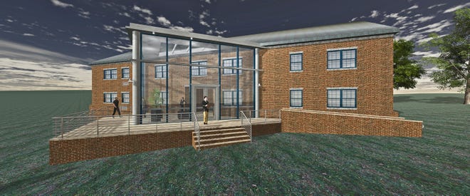 A rendering of the preferred design option for the closed Dartmouth police building on Russells Mills Road. COURTESY PHOTO