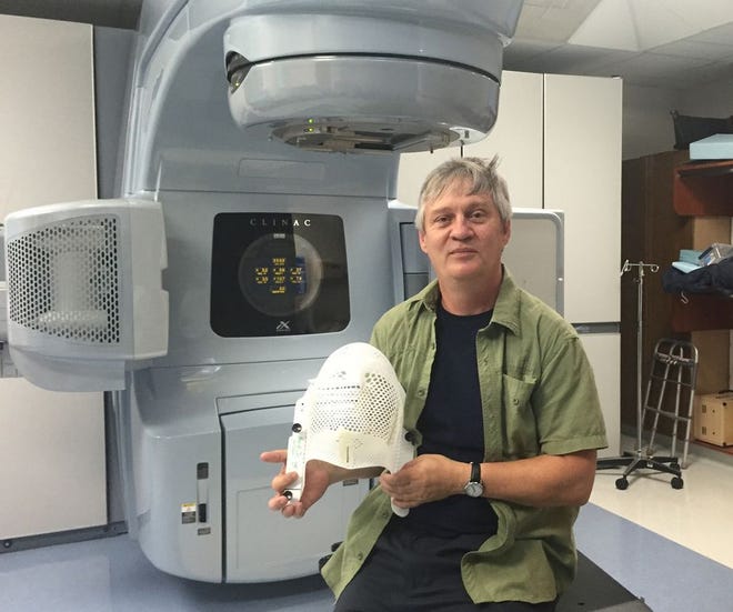 The author with his radiation mask. The photo is contributed because the author forgot to ask the technician’s name.