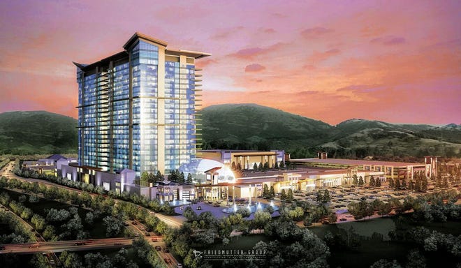 This artist's rendering shows a Catawba Indian Nation resort and casino proposed for the Kings Mountain area. (Courtesy the Friedmutter Group)