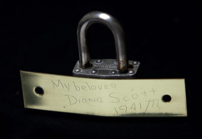 A Love Lock engraved to remember Diana Scott.