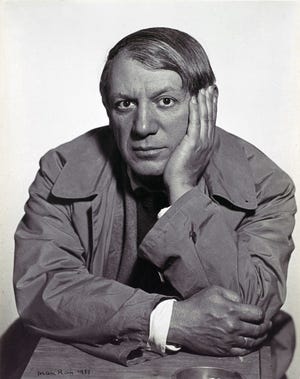 Pablo Picasso, as photographed by Man Ray in 1933. The Associated Press