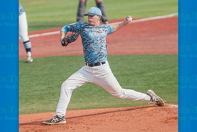 Chapin/Newberry's Ryne Huggins delivers against Tallahassee Post 13.
PHOTO BY PAUL CHURCH