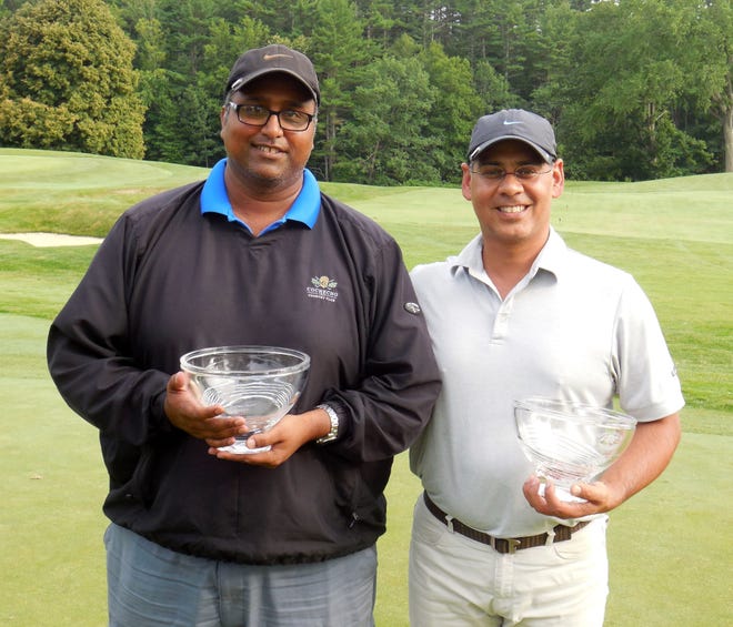 Cochecho Country Club recently held its annual Three-Day Men’s Member-Guest Invitational and it was almost as exciting as watching the British Open. In the end, Member Nomith Ramdev and Guest Sandeep Sobti edged out the field to win the event. Sandeep had to sink a 15’ putt on the treacherous second green to earn a spot in the playoffs. Nomith knocked in a 20 footer on the first playoff hole to quickly narrow the ten team field down to just two. It took five playoff holes against the formidable team of Member Ryan Long and Guest Greg Tompkins for the duel to the over. Courtesy photo
