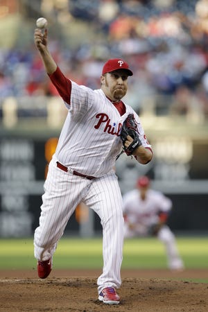 The Phillies' Aaron Harang suffered his ninth loss in his last 10 starts Wednesday.