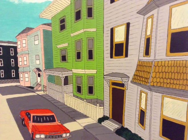 "Dorchester, Boston," an acrylic painting by Don Hammontree, is part of the annual "Public Hanging" at Gallery X, on view through Aug. 29.

COURTESY PHOTO