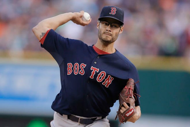 A possible candidate for the bullpen, Joe Kelly started on the mound for the Red Sox against the Detroit Tigers, Friday, Aug. 7, 2015, in Detroit.