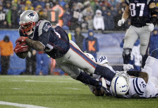 LeGarrette Blount appeared to injure himself during Friday's training camp session. His status is unclear. AP FILE PHOTO