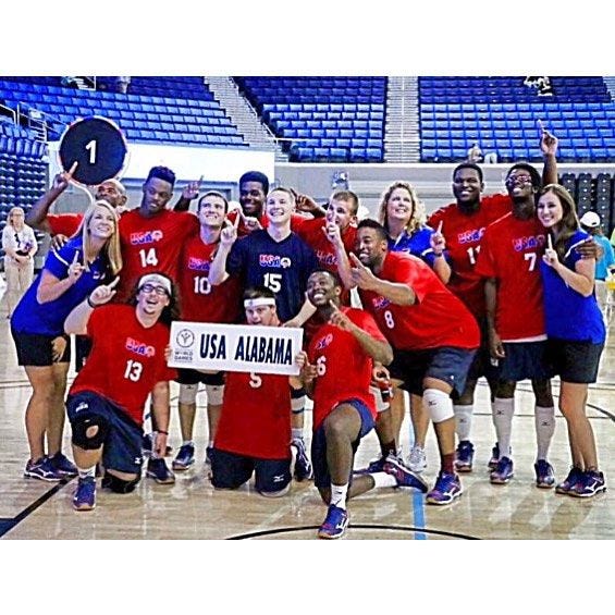 Madison Wichterman, far right, and the gold medal USA volleyball team.
