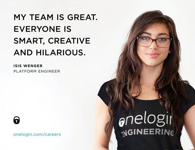 A RECRUITMENT AD by onelogin.com featured engineer Isis Anchalee. She got an avalanche of attention from the ad.