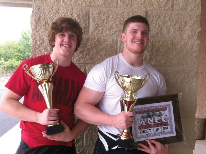 Brothers Alex (left) and Conner Young of Sturgis competed in the World Natural Powerlifting Federation North Americans tournament in July. Both came home crowned a national champion in their respective age and weight class.