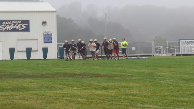 On a foggy Monday, Aug. 10, the Mercer County Golden Eagles open practice in preparation for the Aug. 28 contest at Elmwood and another Lincoln Trail Conference season.