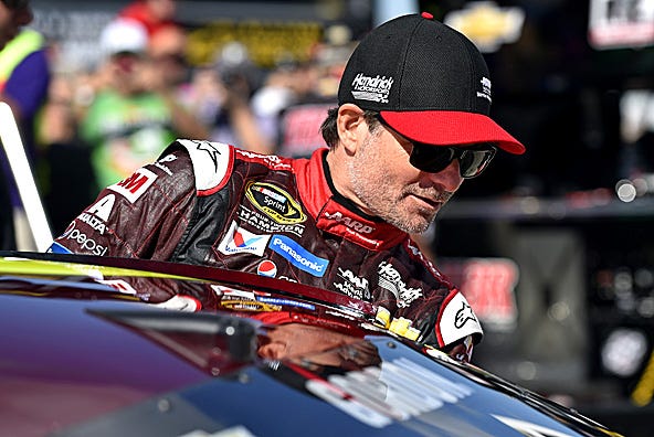 Jeff Gordon is seen during qualifying for the NASCAR Pocono 400 on July 31 in Long Pond, Pa.