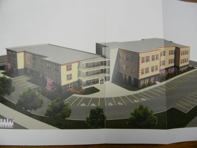 Here is an architectural rendering of the senior housing facility that is being proposed for the property currectly occupied by the former St. Ignatius Church on St. Ignatius Street.