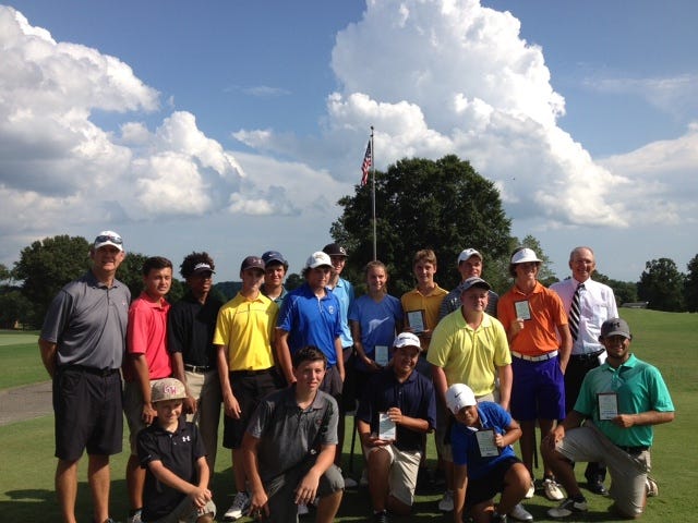 Local youth golfers pose after the conclusion of the Dr. A. Mickey Church Junior Golf Championship held at the River Bend YMCA Golf Course Monday and Tuesday.