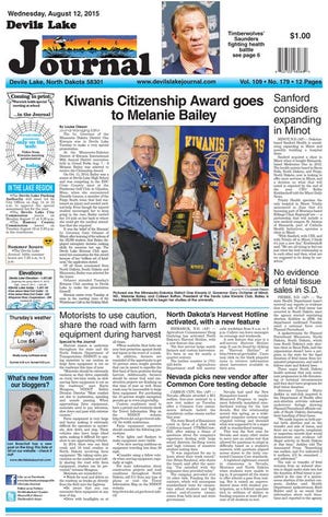 Front page Wednesday, August 12, 2015